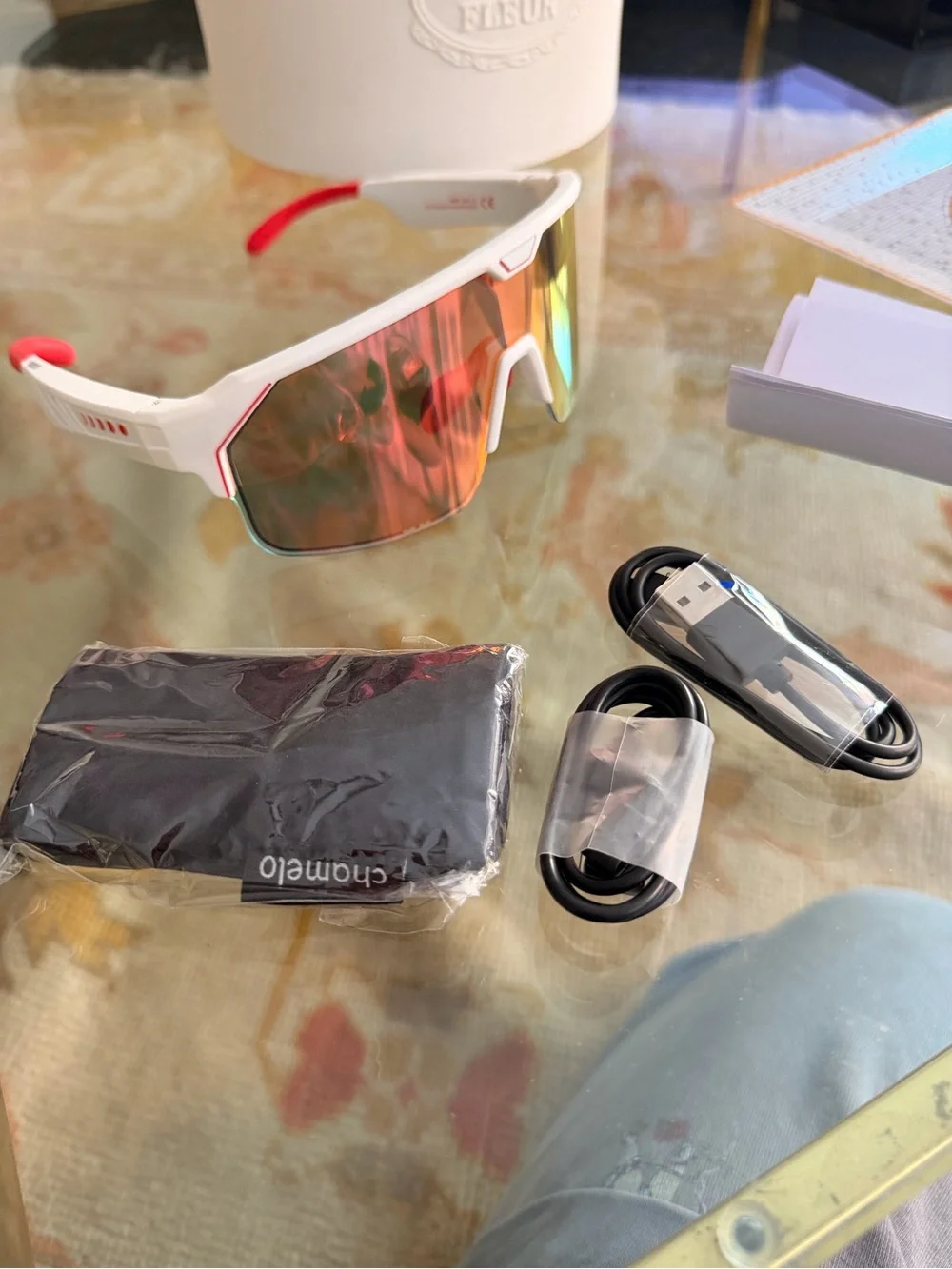 Knicks Music Shield Sports Sunglasses - White Frame, Mirrored CHAMELO smart